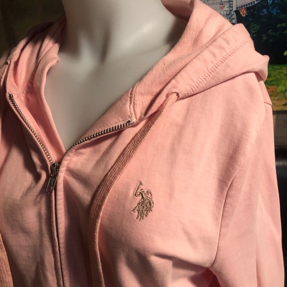 Pink U.S. Polo Association zipper hoodie. Size large. Excellent condition. - Picture 2 of 4